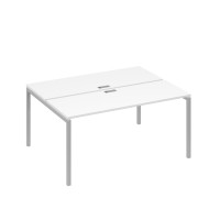 Рабочая станция 2х160 на опорах DUE белый премиум / металлокаркас серый А4 С2 172 БП