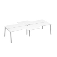 Рабочая станция из столов (4х160) Классика каркас TRE белый премиум / металлокаркас серый А4 С3 182-2 БП
