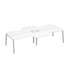 Рабочая станция из столов (4х160) Классика каркас TRE белый премиум / металлокаркас серый А4 С3 182-2 БП