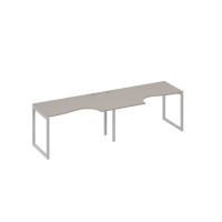 Рабочая станция столы Классика на каркасе QUATTRO (2х140) мокко премиум / металлокаркас серый А4 С4 043-2 МП