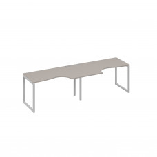 Рабочая станция столы Классика на каркасе QUATTRO (2х140) мокко премиум / металлокаркас серый А4 С4 043-2 МП