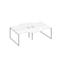 Рабочая станция столы (4х120) Классика опоры QUATTRO белый премиум / металлокаркас серый А4 С4 183-2 БП