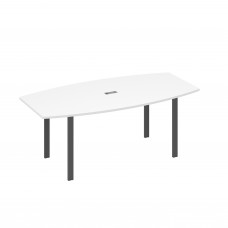 Стол 200x100 для переговоров фигурный на опорах UNO белый премиум / металлокаркас антрацит А4 А1 113 БП