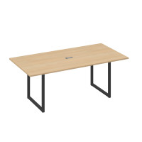 Стол 200 с металлокаркасом QUATTRO для переговоров натуральный дуб / металлокаркас антрацит А4 А4 123 НД