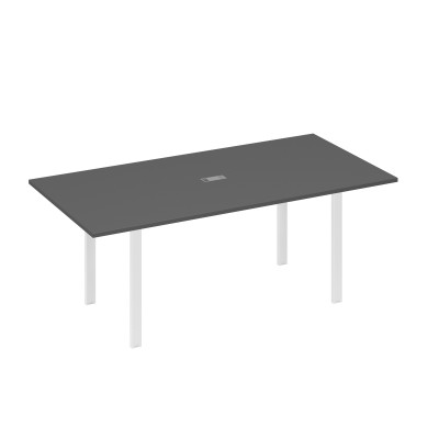 Стол 200 на металлокаркасе UNO в переговорную антрацит премиум / металлокаркас белый А4 Б1 123 АР