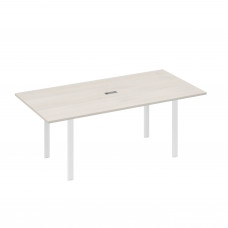 Стол 200 на металлокаркасе UNO в переговорную дуб / металлокаркас белый А4 Б1 123 ДШ