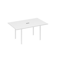 Стол для переговоров 160 прямой на каркасе DUE белый премиум / металлокаркас белый А4 Б2 121 БП