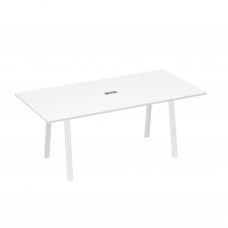 Стол 200 переговорный на металлокаркасе TRE белый премиум / металлокаркас белый А4 Б3 123 БП