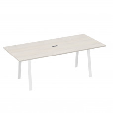 Стол 220 на каркасе TRE для переговоров дуб / металлокаркас белый А4 Б3 124 ДШ