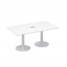 Стол 180 в переговорную на опорах-колоннах белый премиум А4 ХР 122 БП