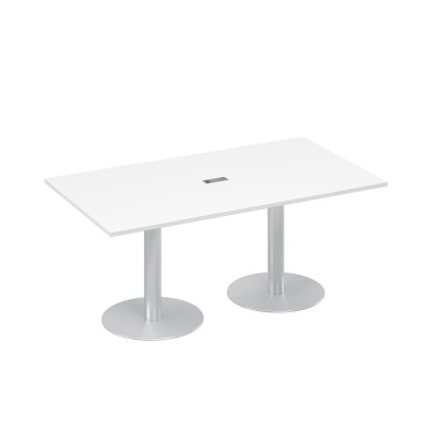 Стол 180 в переговорную на опорах-колоннах белый премиум А4 ХР 122 БП