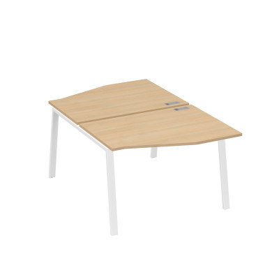 Рабочая станция со столами Техно на металлокаркасе TRE (2х120) натуральный дуб / металлокаркас белый А4 Б3 189 НД