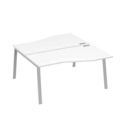 Рабочая станция (2х160) столы Техно на опорах TRE белый премиум / металлокаркас серый А4 С3 191 БП
