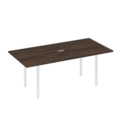 Стол 200 переговорный с металлокаркасом DUE дуб ристретто/ металлокаркас белый А4 Б2 123 ДР