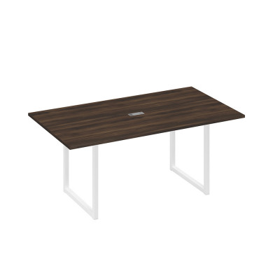 Стол 180 с опорами QUATTRO переговорный дуб ристретто/ металлокаркас белый А4 Б4 122 ДР