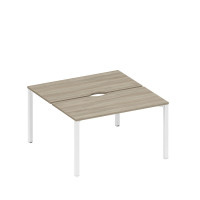 Рабочая станция на металлокаркасе, столешницы с вырезом (2*140) вяз либерти/ белый гладкий А1 БГ 174.2 ВЛ