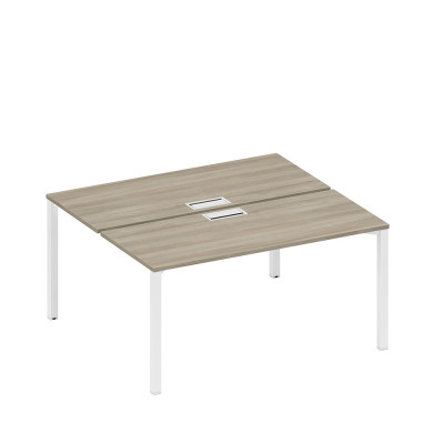 Рабочая станция на металлокаркасе, столешницы с заглушкой (2*160) вяз либерти/ белый гладкий А1 БГ 175 ВЛ