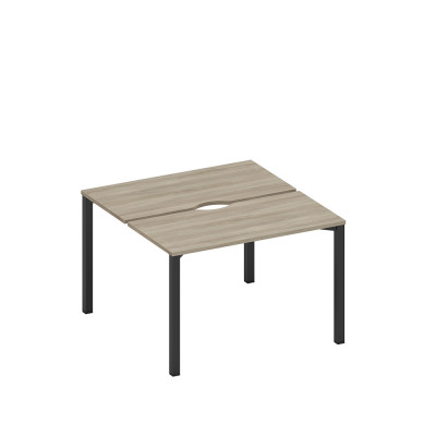 Рабочая станция на металлокаркасе, столешницы с вырезом (2*120) вяз либерти/ черный гладкий А1 ЧР 170.2 ВЛ