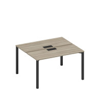 Рабочая станция на металлокаркасе, столешницы с заглушкой (2*140) вяз либерти/ черный гладкий А1 ЧР 171 ВЛ