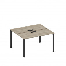 Рабочая станция на металлокаркасе, столешницы с заглушкой (2*140) вяз либерти/ черный гладкий А1 ЧР 171 ВЛ