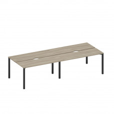 Рабочая станция на металлокаркасе, столешницы с вырезом (4*160) вяз либерти/ черный гладкий А1 ЧР 172.2-2 ВЛ