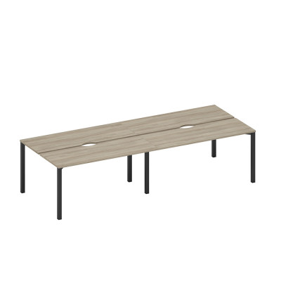 Рабочая станция на металлокаркасе, столешницы с вырезом (4*160) вяз либерти/ черный гладкий А1 ЧР 172.2-2 ВЛ