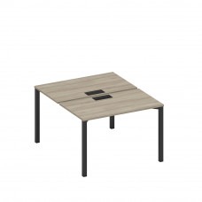 Рабочая станция на металлокаркасе, столешницы с заглушкой (2*120) вяз либерти/ черный гладкий А1 ЧР 173 ВЛ