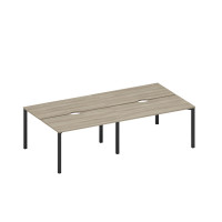 Рабочая станция на металлокаркасе, столешницы с вырезом вяз либерти/ черный гладкий А1 ЧР 174.2-2 ВЛ