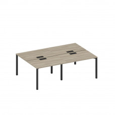 Рабочая станция на металлокаркасе, столешницы с заглушкой (4*120) вяз либерти/ черный гладкий А1 ЧР 176-2 ВЛ