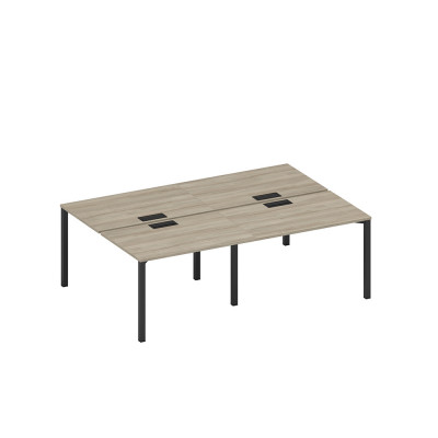 Рабочая станция на металлокаркасе, столешницы с заглушкой (4*120) вяз либерти/ черный гладкий А1 ЧР 176-2 ВЛ