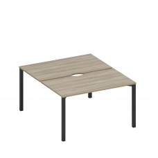 Рабочая станция на металлокаркасе, столешницы с вырезом (2*140) вяз либерти/ черный гладкий А1 ЧР 177.2 ВЛ