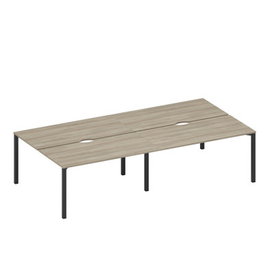 Рабочая станция на металлокаркасе, столешницы с вырезом (4*160) вяз либерти/ черный гладкий А1 ЧР 178.2-2 ВЛ