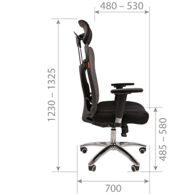 CHAIRMAN 769 Сетчатый акрил серый / Ткань TW-11 черный, купить в Екатеринбурге