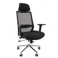 CHAIRMAN 555 LUX Сетчатый акрил TW-01 черный / Ткань стандарт 26-28 черный