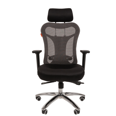 CHAIRMAN 769 Сетчатый акрил серый / Ткань TW-11 черный, купить в Екатеринбурге