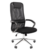 CHAIRMAN 612 хром Сетчатый акрил TW-01 черный / Ткань стандарт 15-21 черный / Экокожа черный