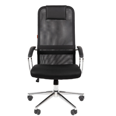 CHAIRMAN 612 хром Сетчатый акрил TW-01 черный / Ткань стандарт 15-21 черный / Экокожа черный, купить в Екатеринбурге