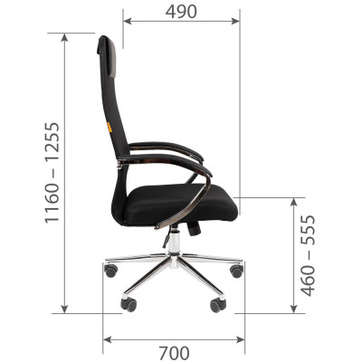 CHAIRMAN 612 хром Сетчатый акрил TW-01 черный / Ткань стандарт 15-21 черный / Экокожа черный, купить в Екатеринбурге