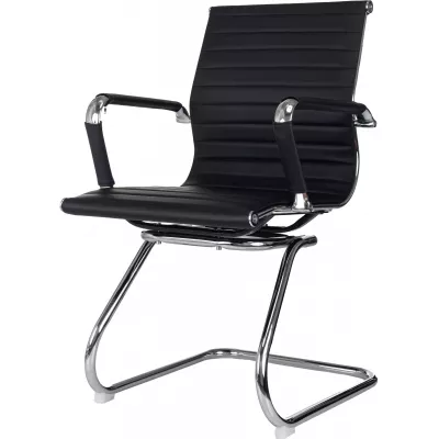 Кресло Бюрократ CH-883-LOW-V черный экокожа низк.спин. полозья металл хром