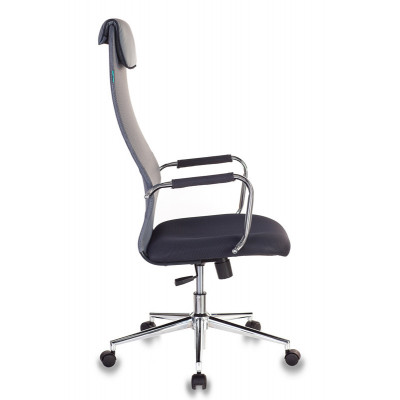 Кресло руководителя Бюрократ KB-9N темно-серый TW-04 TW-12 сетка/ткань с подголов. крестов. металл хром