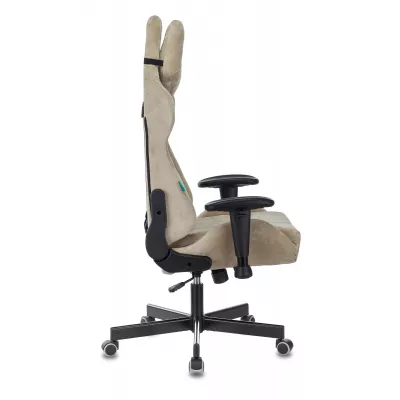 Кресло игровое Zombie VIKING KNIGHT Fabric песочный Light-21 с подголов. крестов. металл