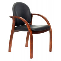 Стул Бюрократ Джуно черный экокожа на ножках дерево