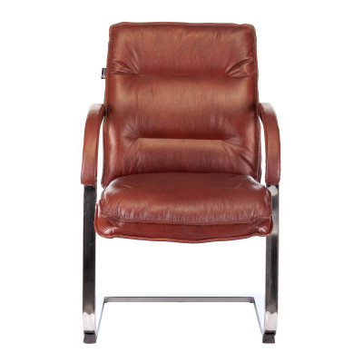 Кресло Бюрократ T-9927SL-LOW-V светло-коричневый Leather Eichel кожа низк.спин. полозья металл хром