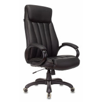 Кресло руководителя Бюрократ T-9922N черный экокожа крестов. пластик