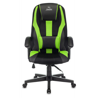 Кресло игровое Zombie 9 черный/салатовый ткань/эко.кожа крестов. пластик