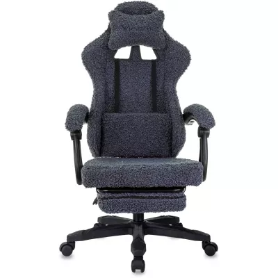 Кресло игровое Knight Lord/F темно-синий экомех крестов. пластик подст.для ног