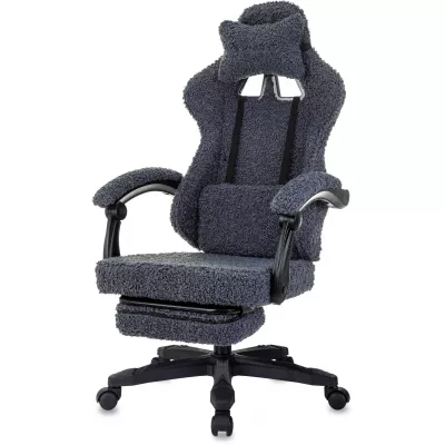 Кресло игровое Knight Lord/F темно-синий экомех крестов. пластик подст.для ног