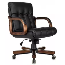 Кресло руководителя Бюрократ T-9932W-LOW-Eco черный экокожа низк.спин. крестов. металл/дерево