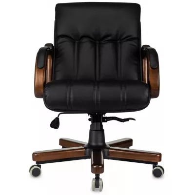 Кресло руководителя Бюрократ T-9932W-LOW-Eco черный экокожа низк.спин. крестов. металл/дерево