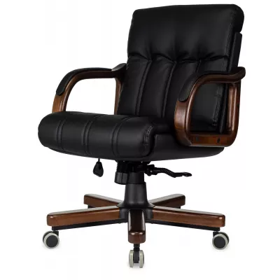 Кресло руководителя Бюрократ T-9932W-LOW-Eco черный экокожа низк.спин. крестов. металл/дерево